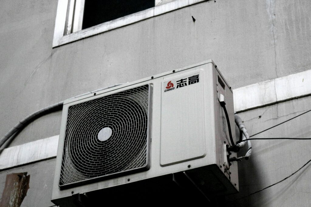 Mini-split AC unit on building