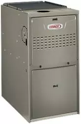 Lennox gas furnace on white background.